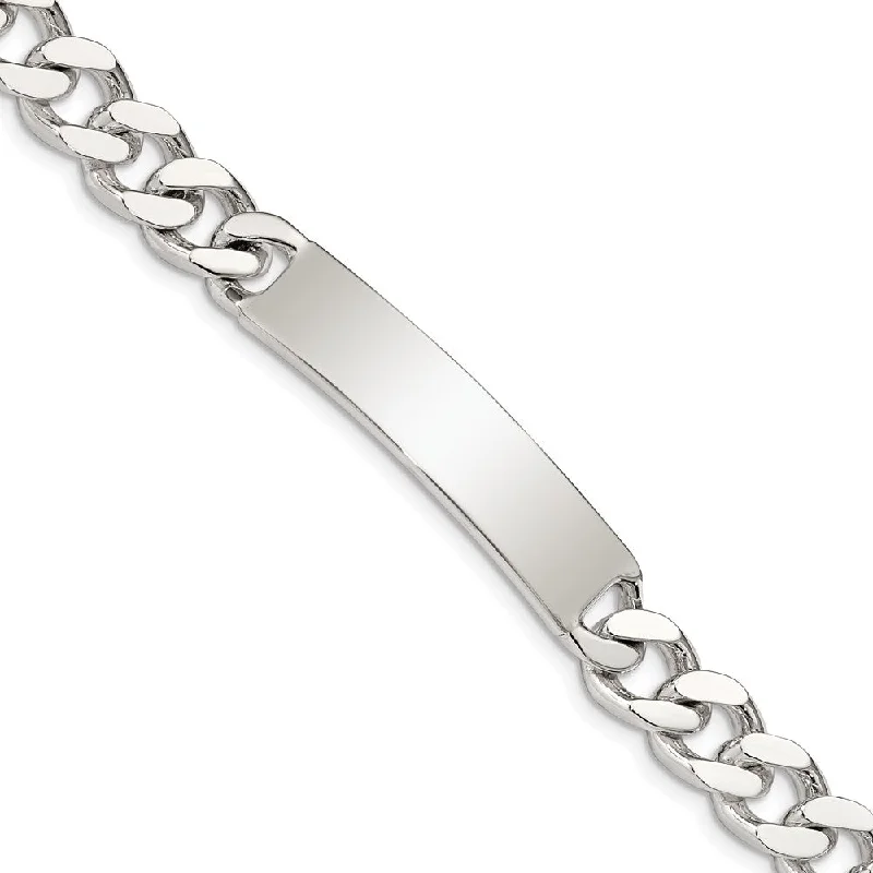 Women’s heart-shaped bracelets-Sterling Silver 8inch Polished Engraveable Curb Link ID Bracelet-WBC-QID135-8