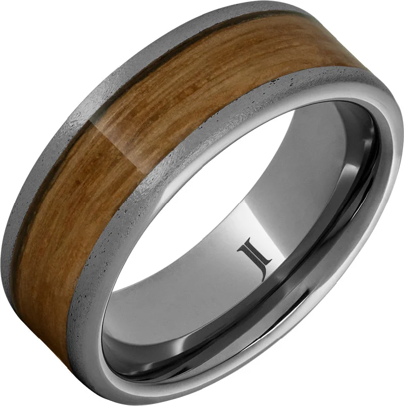 Women’s round-cut engagement rings-Barrel Aged™ Rugged Tungsten™ Ring with Single Malt Scotch Inlay and Stone Finish