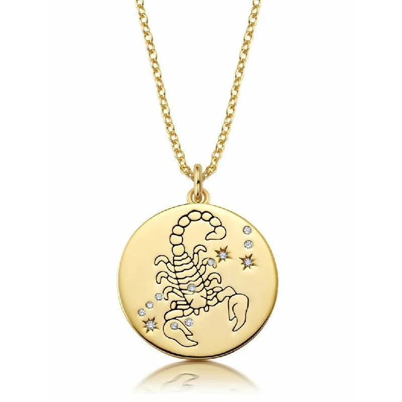 Women’s dainty gold necklaces-CRISLU SCORPIO - ZODIAC NECKLACE FINISHED IN 18KT YELLOW GOLD