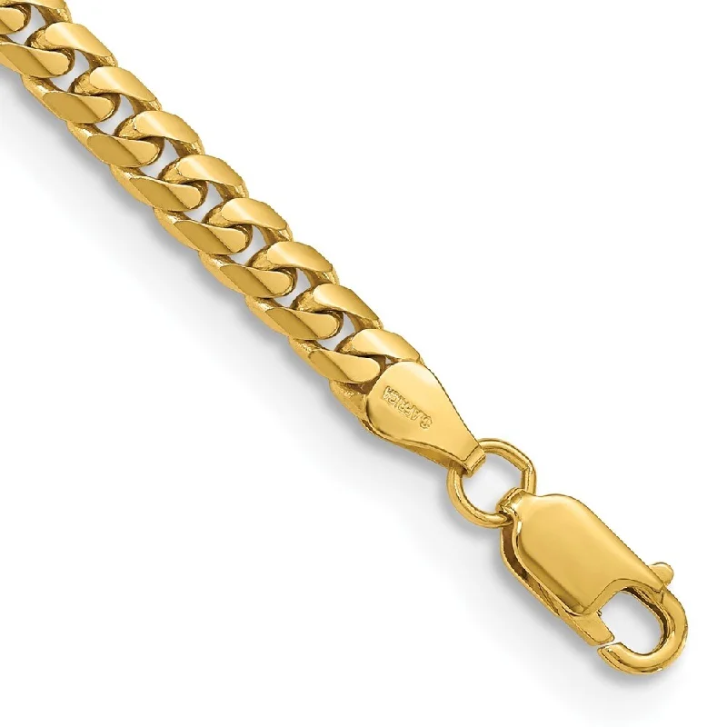 Women’s fashion bracelets-14k Yellow Gold 5mm Solid Miami Cuban Chain Bracelet, 7"