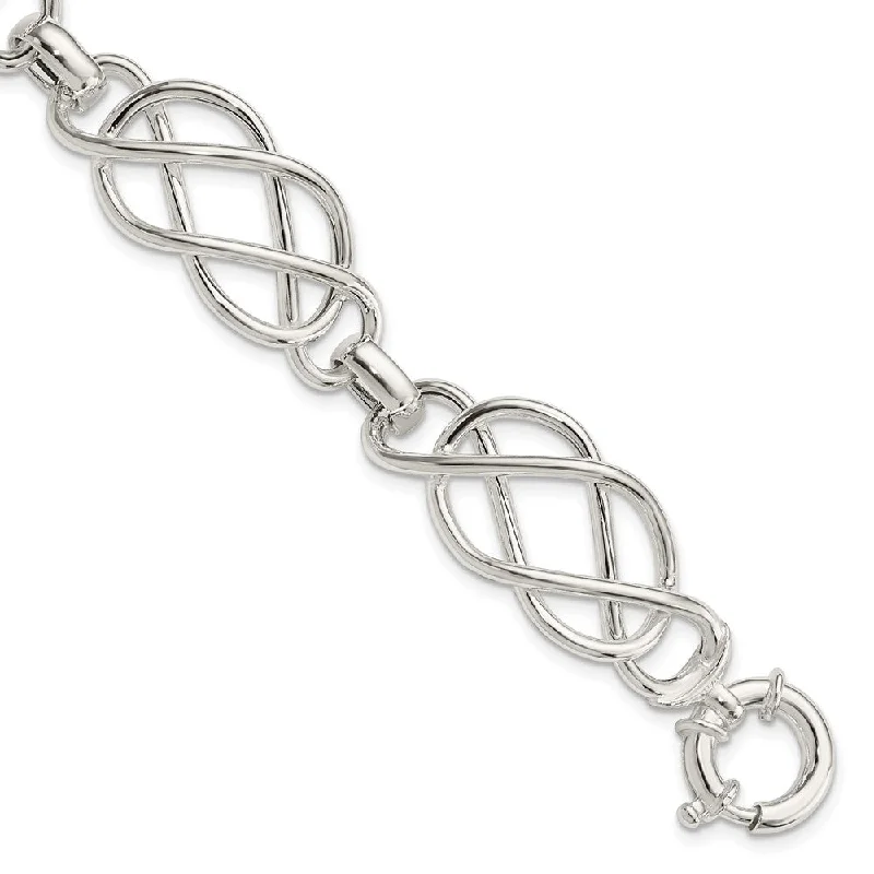 Women’s chain bracelets-Sterling Silver Polished Bracelet-WBC-QG3873-7.75