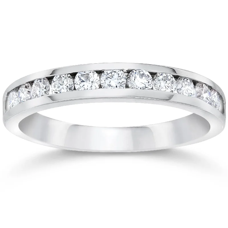 Women’s engagement rings with custom designs-1/2CT Diamond Wedding Ring 10K White Gold