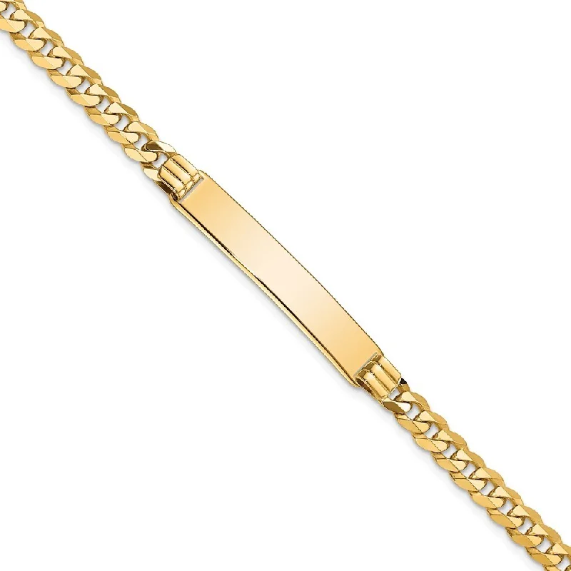 Women’s wedding bracelets-14k Yellow Gold 7mm Curb Link ID Bracelet, 7"