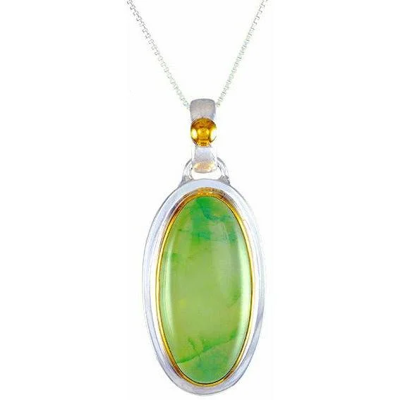 Women’s silver pendant necklaces-Michou  Sterling Silver & Gold Vermeil Prenite-Eucalyptus Collection