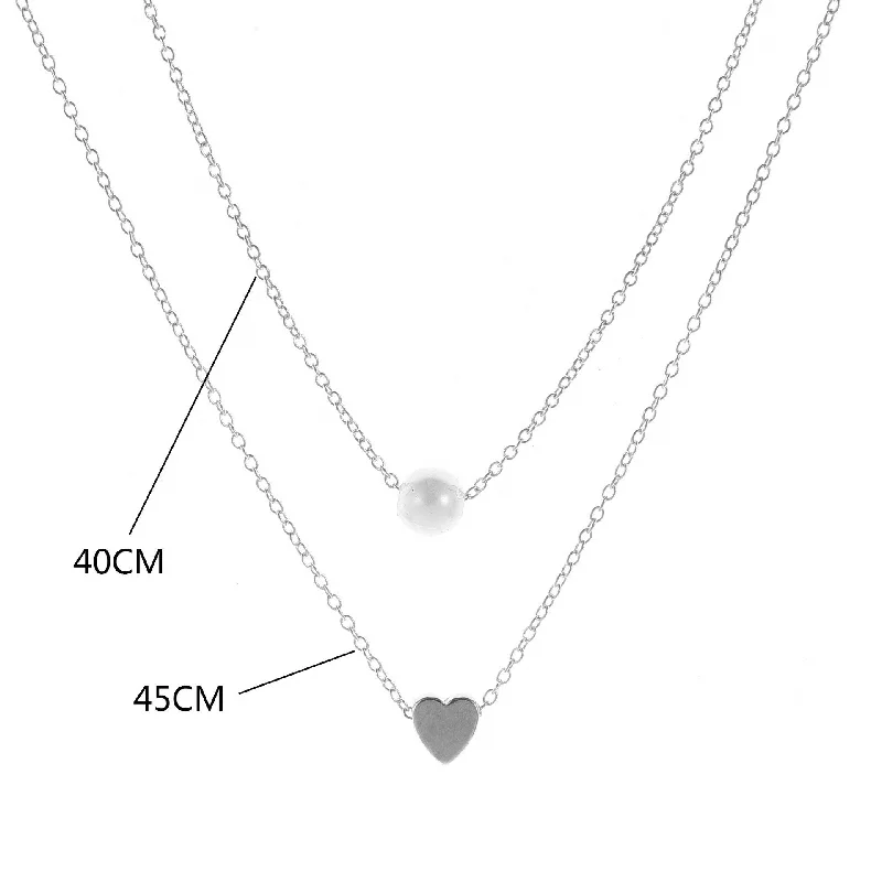 Women’s birthstone necklaces-1 Piece Fashion Heart Shape Alloy Inlay Pearl Gold Plated Silver Plated Valentine's Day Women's Layered Necklaces