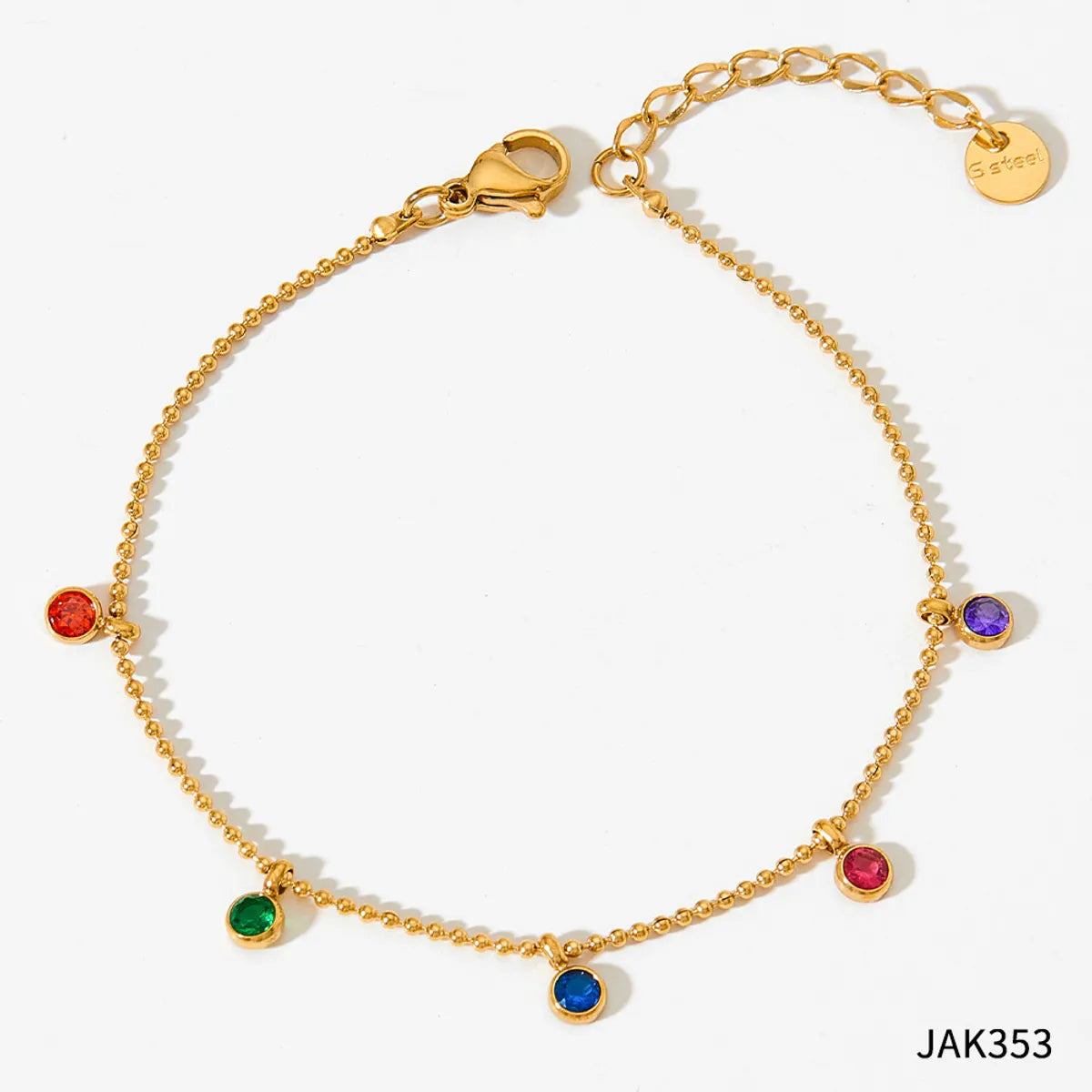 Jak353 Gold Anklet + Color Zirconium