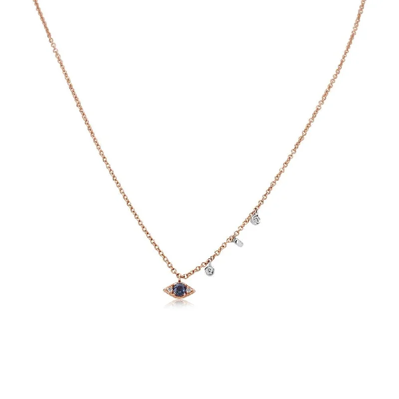 Women’s handcrafted necklaces-Meira T Rose Gold Evil Eye Necklace