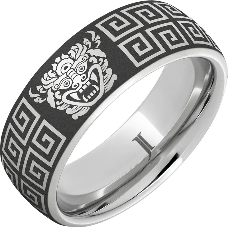 Women’s silver gemstone rings-Barong - Serinium® Bali Engraved Ring