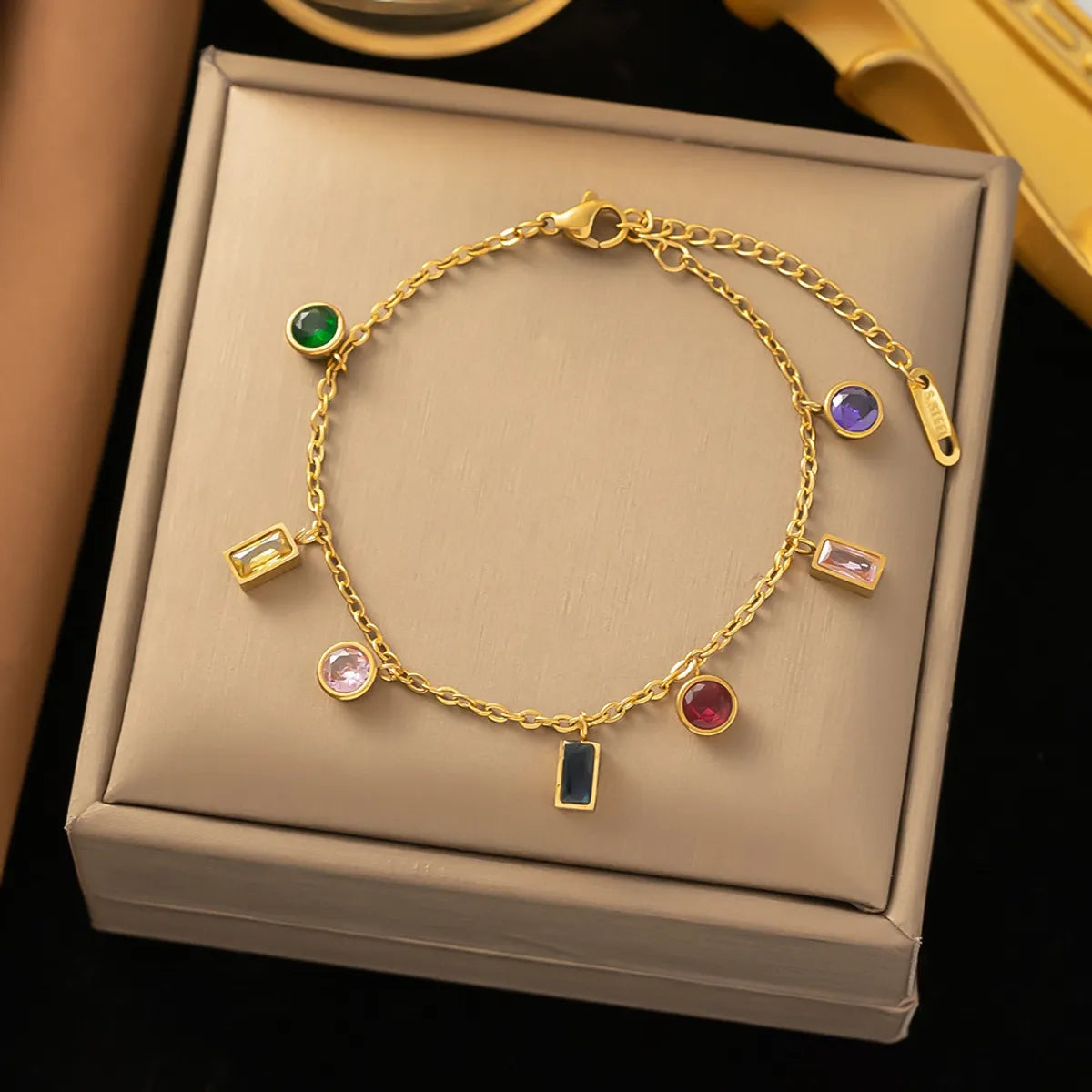 37 [Ae233] Colorful Zircon Bracelet Gold