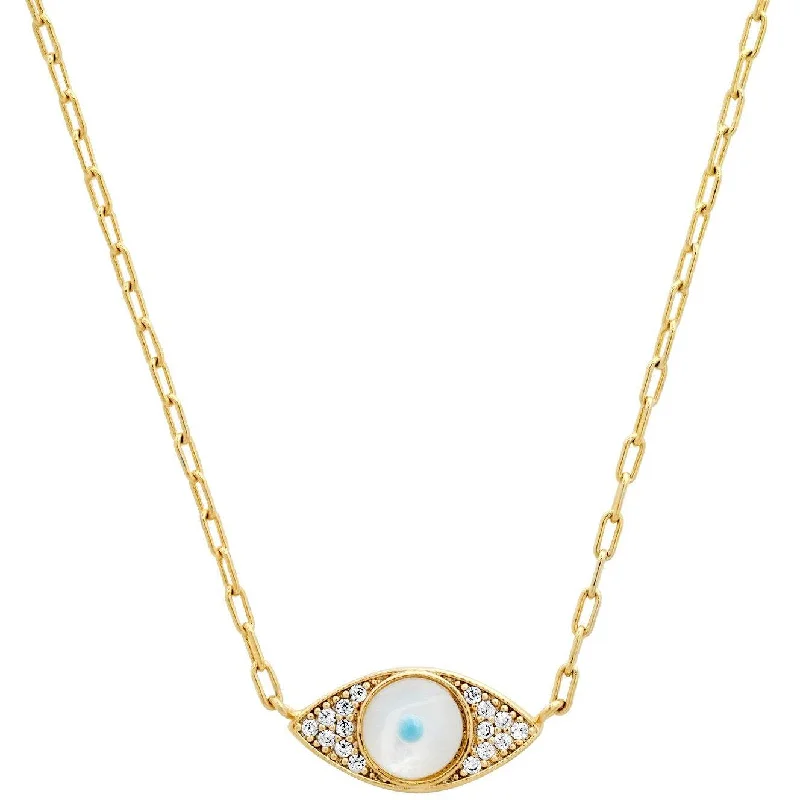 Women’s silver chain necklaces-TAI PAVE EVIL EYE NECKLACE