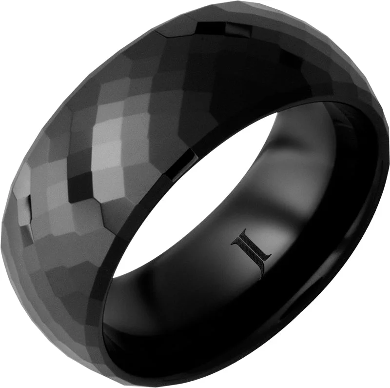 Women’s birthstone rings-Black Diamond Ceramic™ Faceted Ring