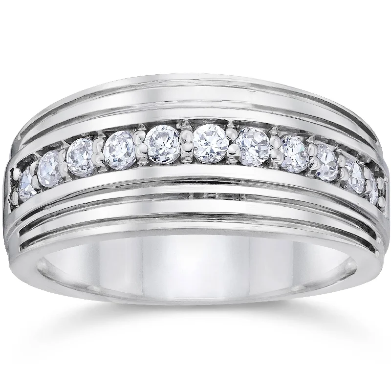 Women’s diamond halo engagement rings-1/2Ct Diamond Men's Wedding Ring White, Yellow, Rose Gold or Platinum Lab Grown