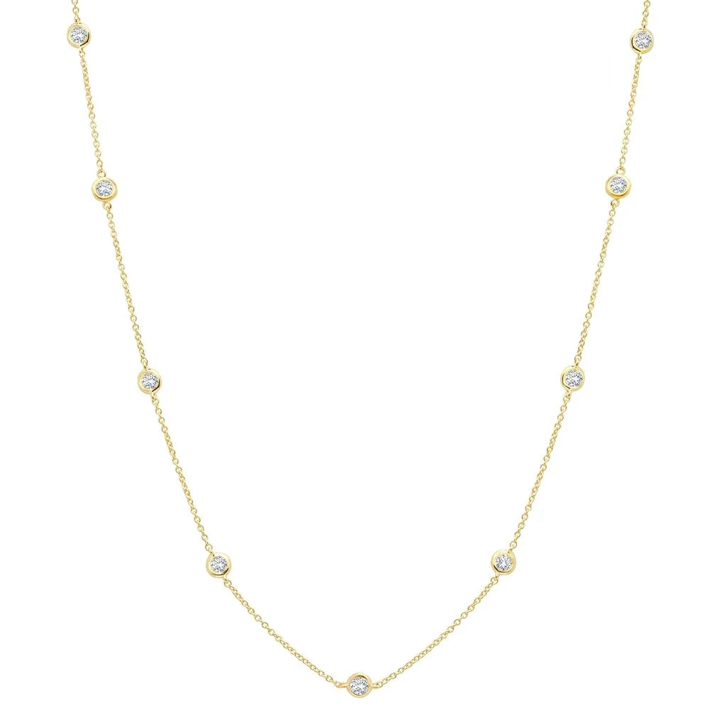 Women’s star-shaped necklaces-CRISLU 16"  Bezel Necklace 4mm Finished in 18kt Yellow Gold