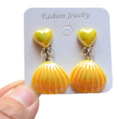 21# Yellow Shell Ear Clip Pair