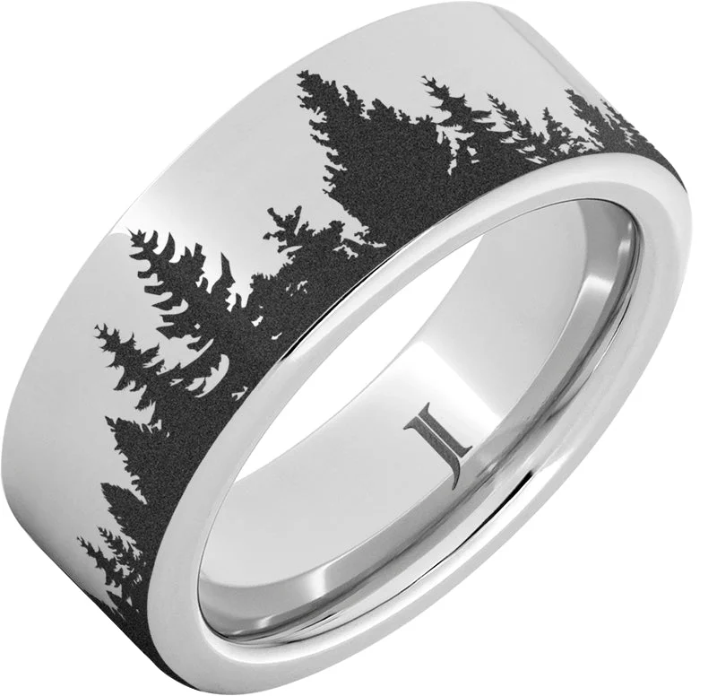 Women’s engraved rings-Serinium® Pine Forest Scene Ring