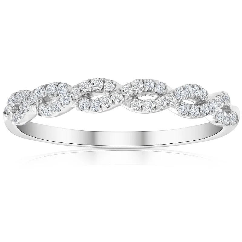 Women’s engagement rings with unique settings-1/4 Carat (ctw) Round White Diamond Ladies Swirl Wedding Ring 10k White Gold