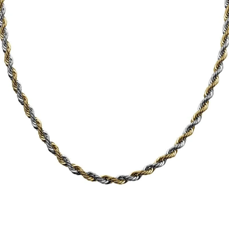 Women’s boho necklaces-Two Tone Rope Chain Necklace