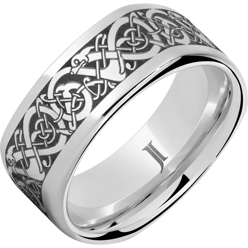 Women’s sterling silver rings-The Viking - Serinium® Square Engraved Ring