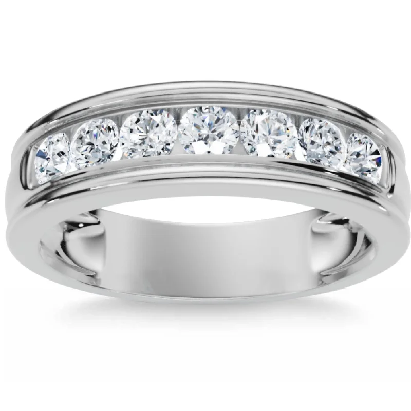 Women’s gold solitaire engagement rings-Platinum 5/8 Ct Mens Diamond Brushed Wedding Ring