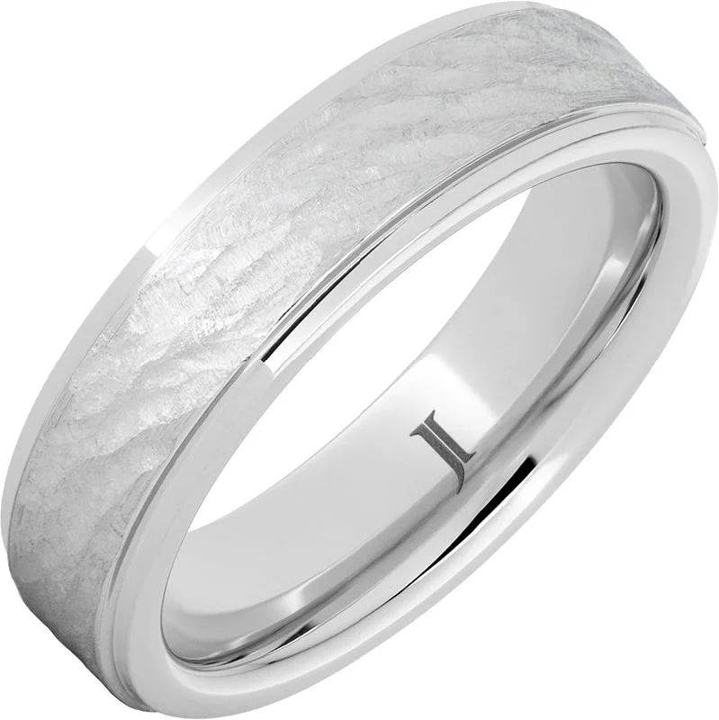 Women’s double-band rings-Serinium® Ring with Bark Finish