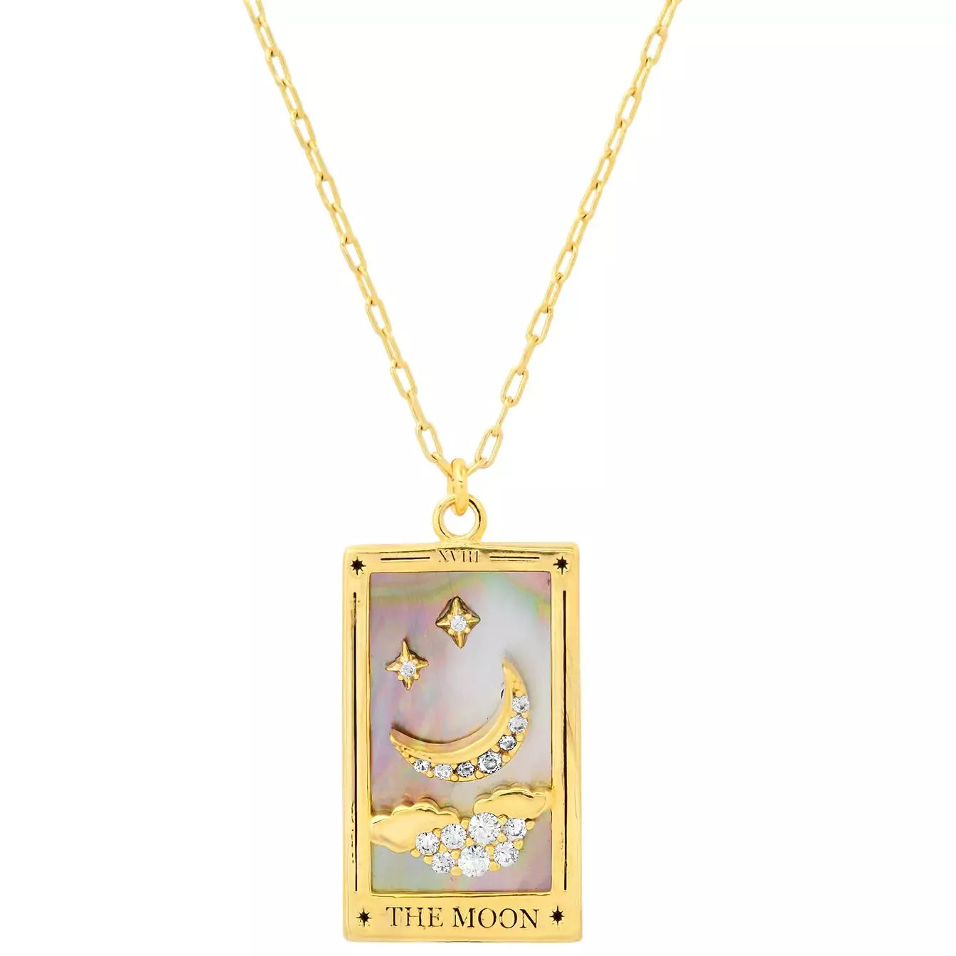 Women’s diamond pendant necklaces-TAI Moon Card Tarot Card Necklace