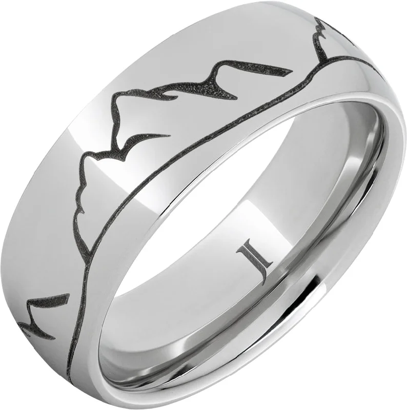 Women’s custom engraved rings-Serinium® Mountain Scene Ring