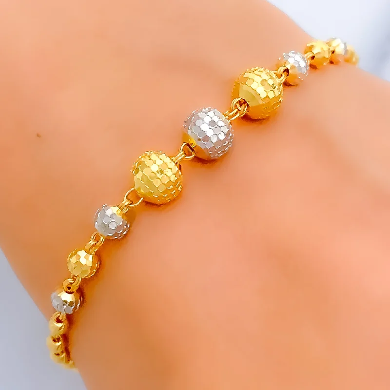 Women’s initial bracelets-Shimmering Disco Orb 22k Gold Bracelet