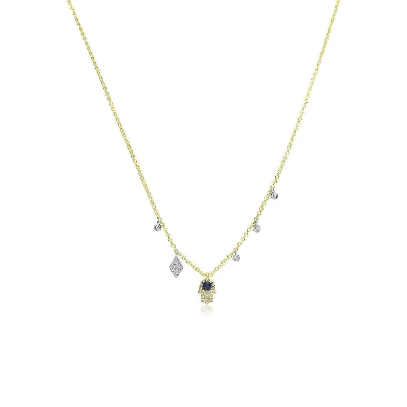 Women’s pendant necklaces-Meira T Dainty Hamsa Charm Necklace