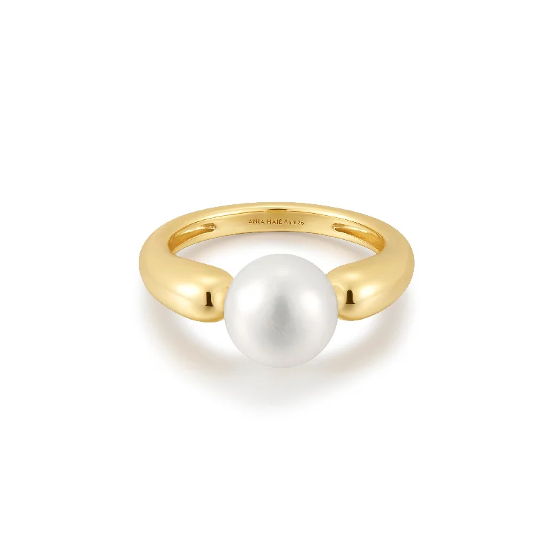 Women’s vintage rings-Gold Freshwater Sphere Pearl Ring