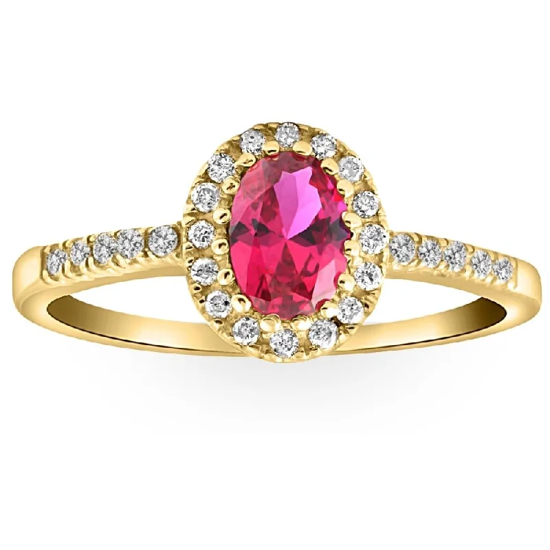 Women’s engagement rings with diamond band-3/4ct Ruby & Diamond Ring 14K Yellow Gold