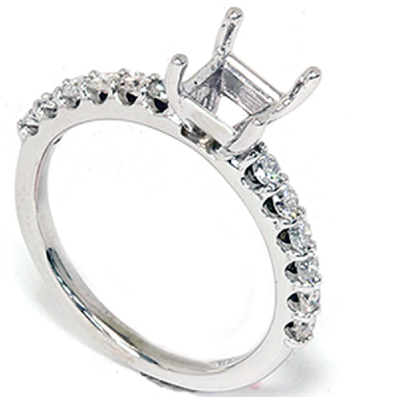 Women’s three-stone engagement rings-1/2ct Half Eternity Diamond Ring Setting 14K White Gold