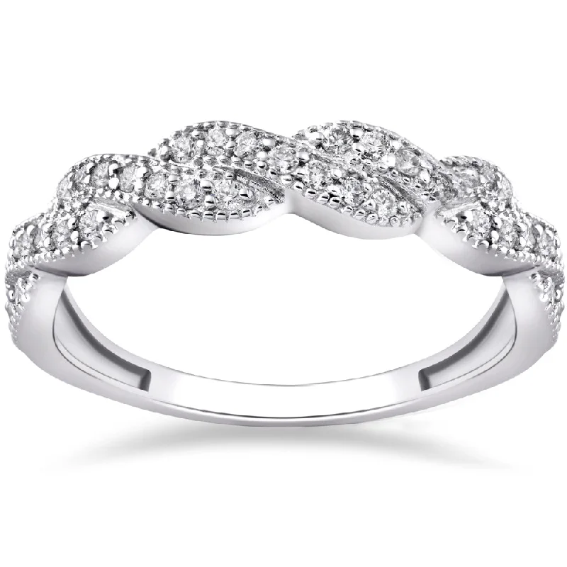 Women’s alternative engagement rings-1/3 ct Diamond Infinity Vintage Wedding Ring 14K White Gold Lab Created