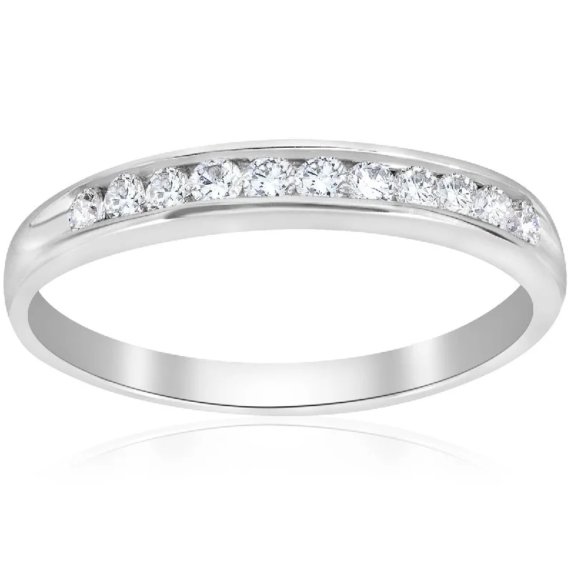 Women’s radiant diamond engagement rings-1/4ct Diamond Wedding Ring 14K White Gold