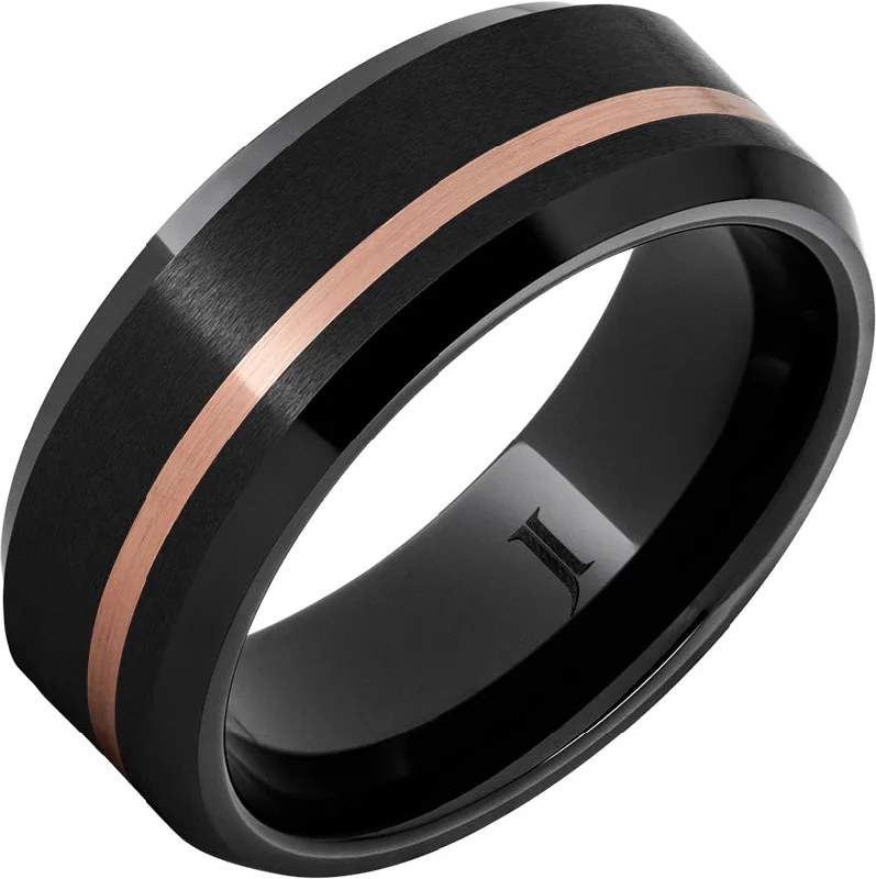 Women’s cluster rings-Black Diamond Ceramic™ Satin Ring with 14K Rose Gold