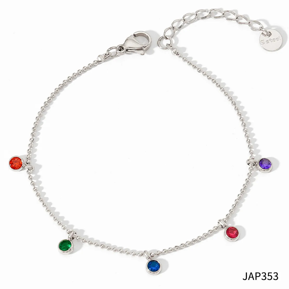 Jap353 White Gold Color Anklet + Color Zirconium