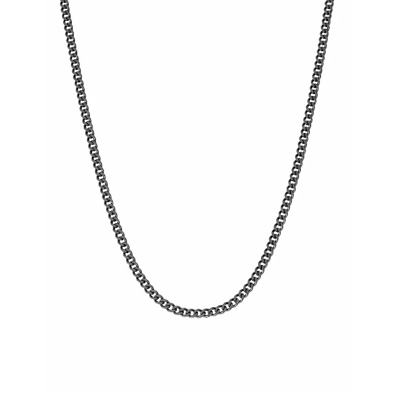 Women’s initial necklaces-CRISLU Mens 24" Matte Curb Chain Necklace In Black Rhodium