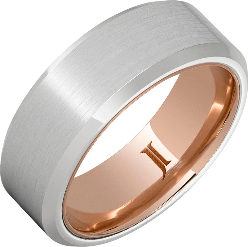 Women’s double-band rings-Serinium® Ring with 10K Rose Gold Interior and Satin Finish