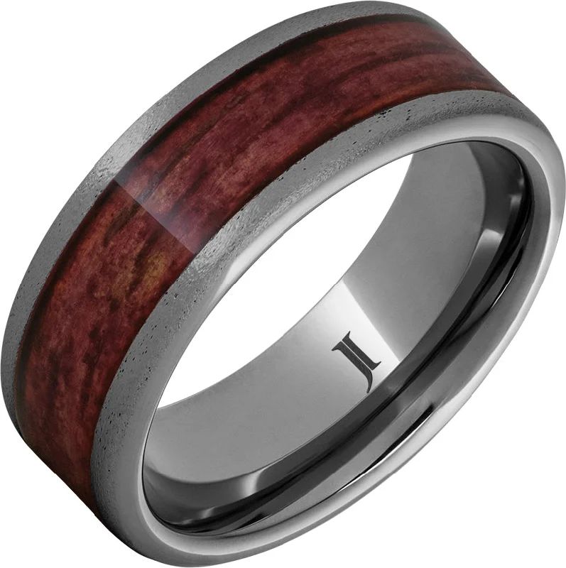 Women’s princess-cut rings-Barrel Aged™ Rugged Tungsten™ Ring with Cabernet Inlay and Stone Finish