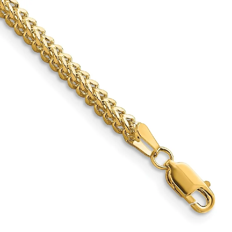 Women’s gold charm bracelets-14k Yellow Gold 2.3mm Franco Chain Bracelet, 7"