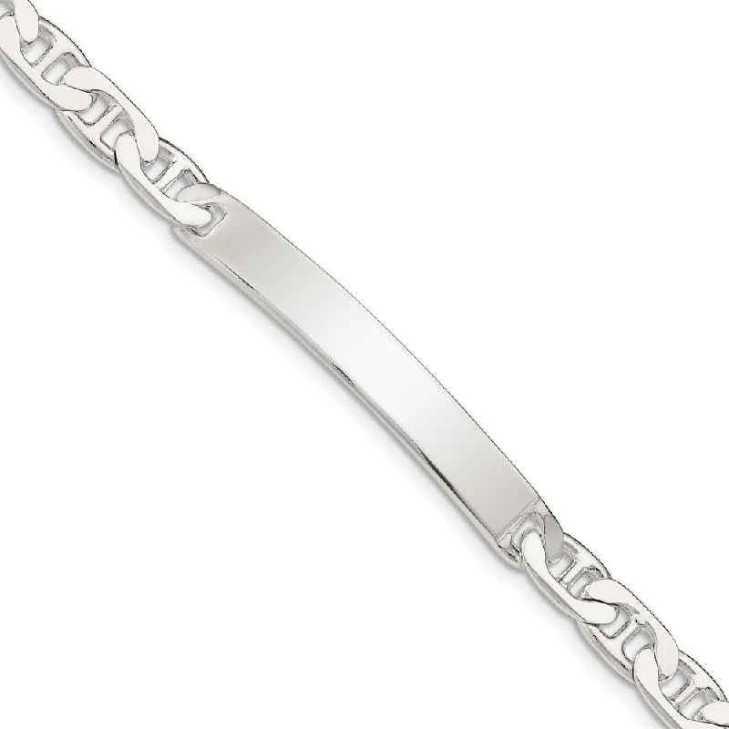 Women’s stylish bracelets-Sterling Silver Anchor ID Bracelet-WBC-QAD180-8