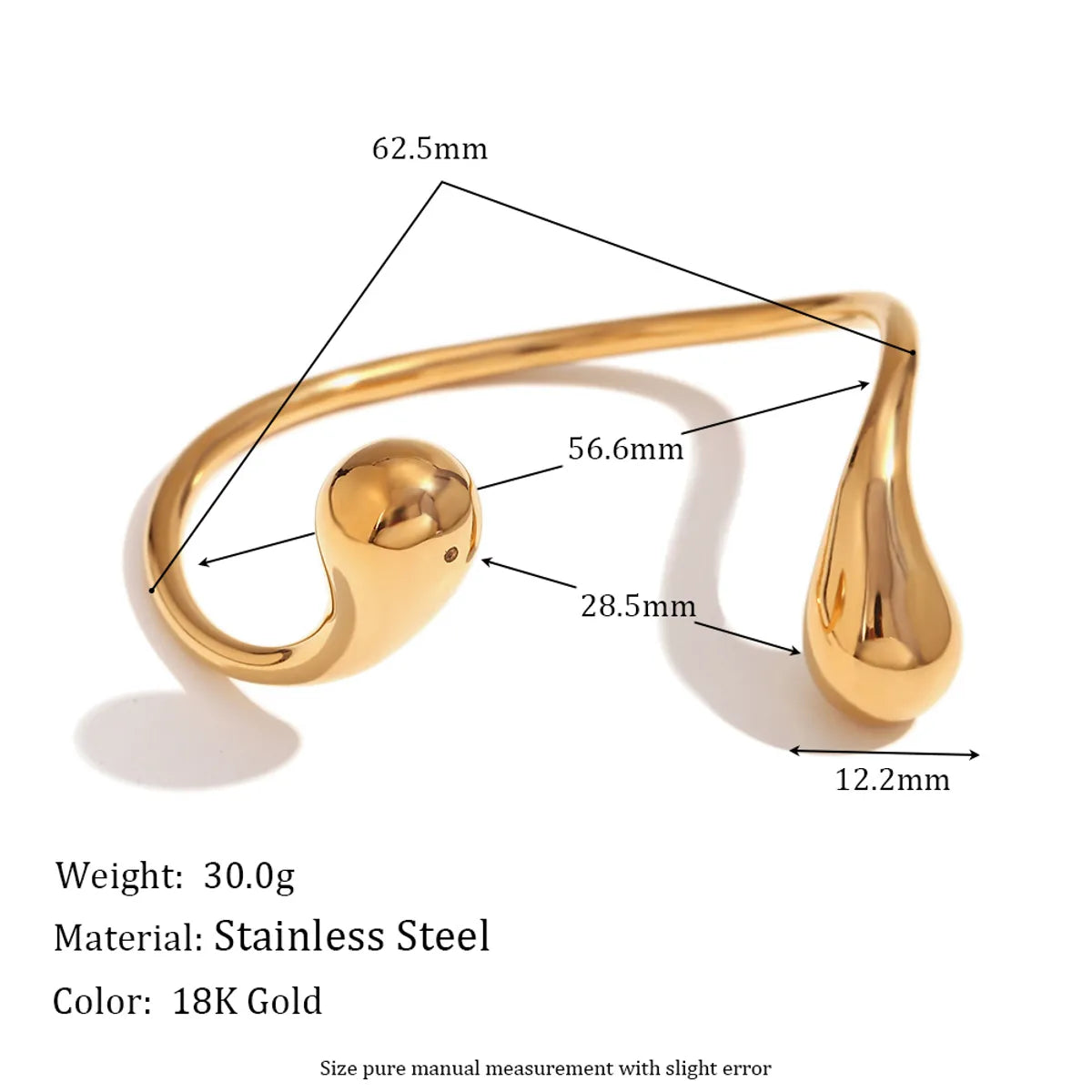 Double Water Dripper Open-Ended Bracelet-Gold