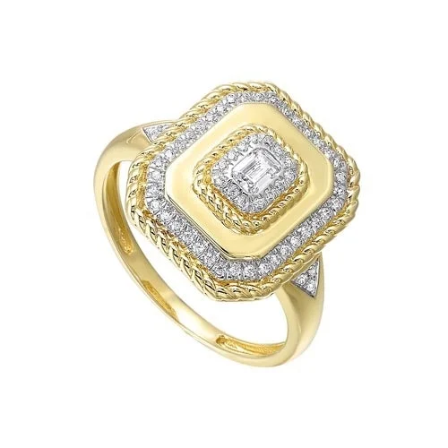 Women’s gold diamond rings-Diamond Twisted Rope Signet Ring in 14k Yellow Gold (1/3ctw)