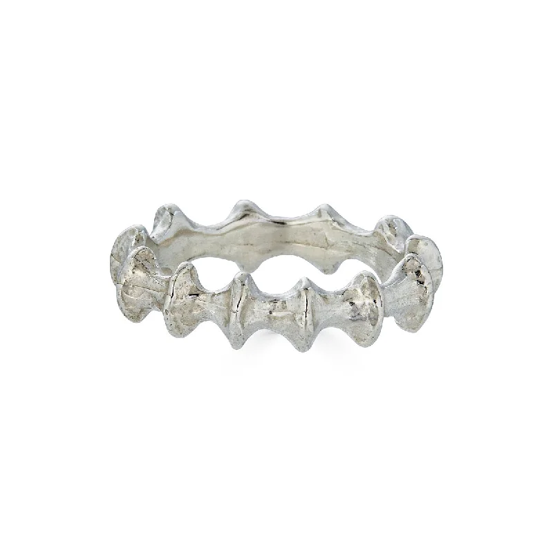 Women’s unique engagement rings-Whelk Stacking Band, Silver