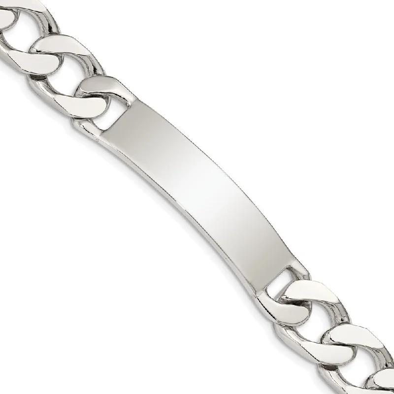 Women’s gemstone bracelets-Sterling Silver 8.5inch Polished Engraveable Curb Link ID Bracelet-WBC-QID137-8.5