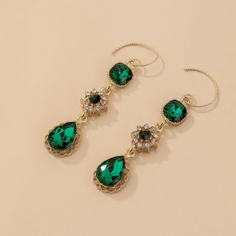 Green Water Drop Earrings