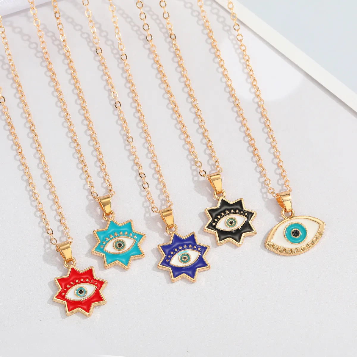 Women’s crystal necklaces-Fashion Eight-pointed Star Eye Pendent Alloy Necklace Wholesale Gooddiy