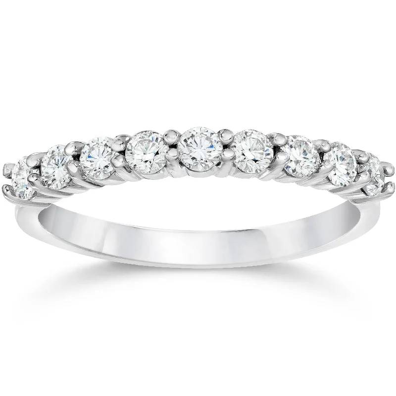 Women’s three-stone engagement rings-1/2 Ct Lab Grown Diamond Wedding Ring 14K White Gold