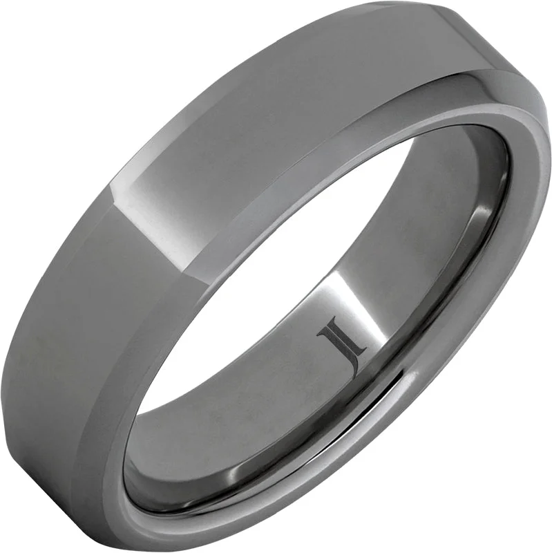 Women’s custom rings-Rugged Tungsten™ Ring with Beveled Edges