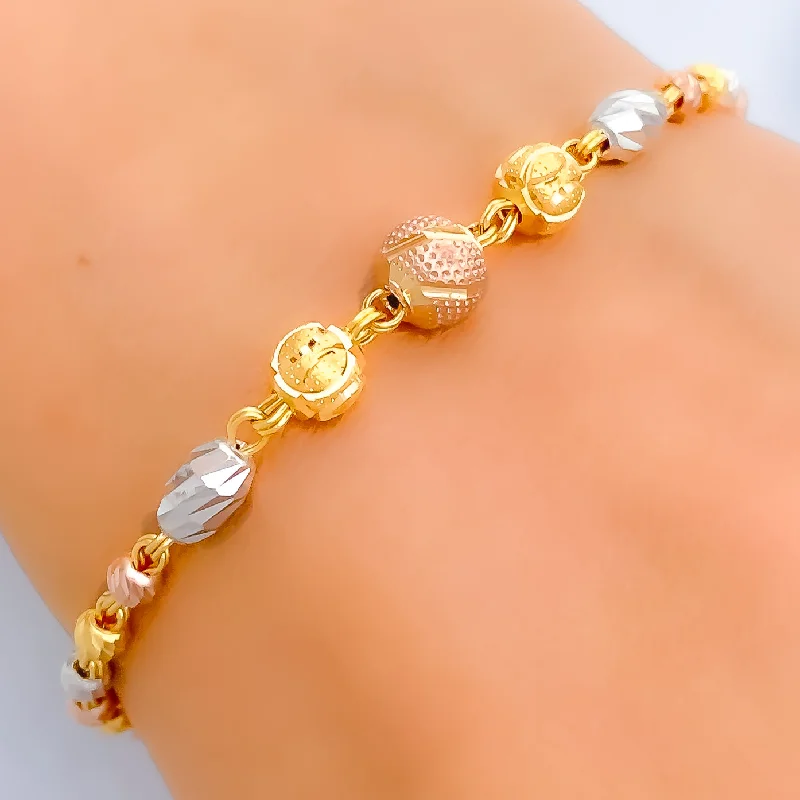 Women’s twisted bracelets-Modern Faceted Orb 22k Gold Bracelet