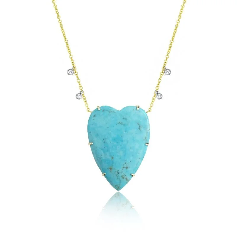 Women’s colorful necklaces-Meira T Turquoise  & Diamond Heart Necklace